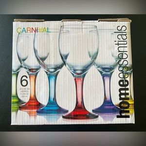 Wine Glasses (6) in a Rainbow of Carnival Color